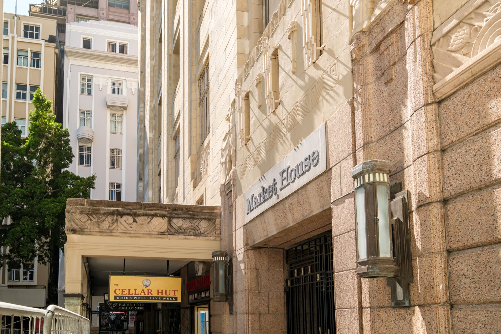 The Market House name carved above the entrance