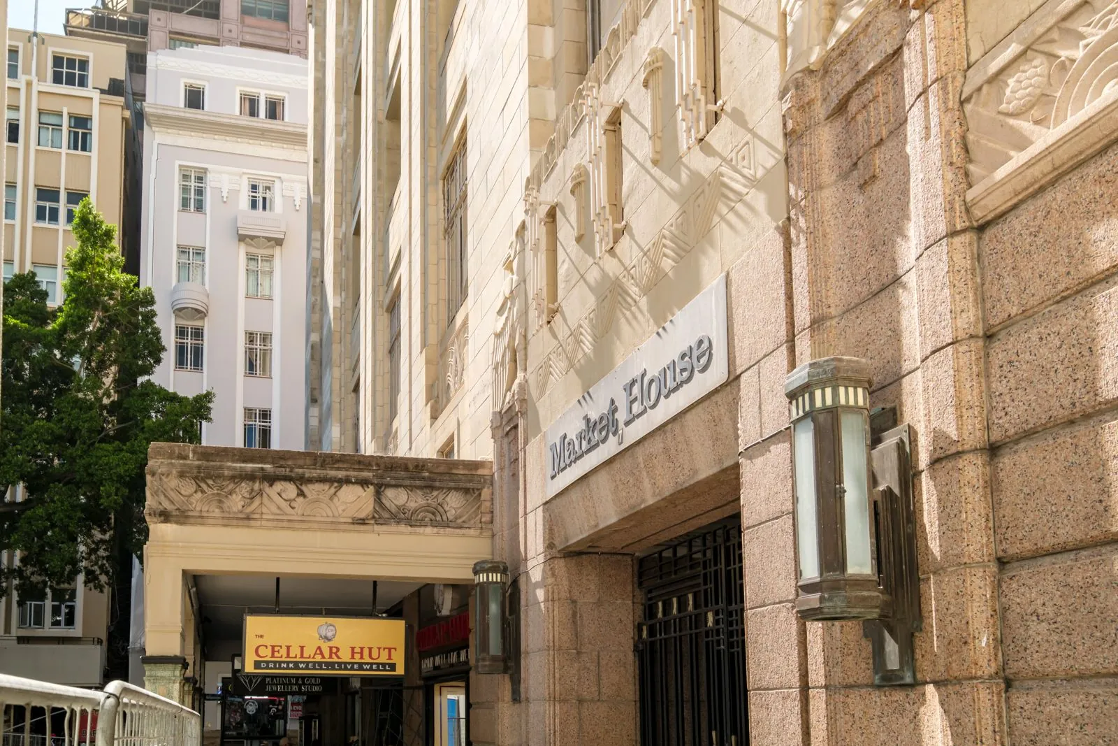 The Market House name carved above the entrance